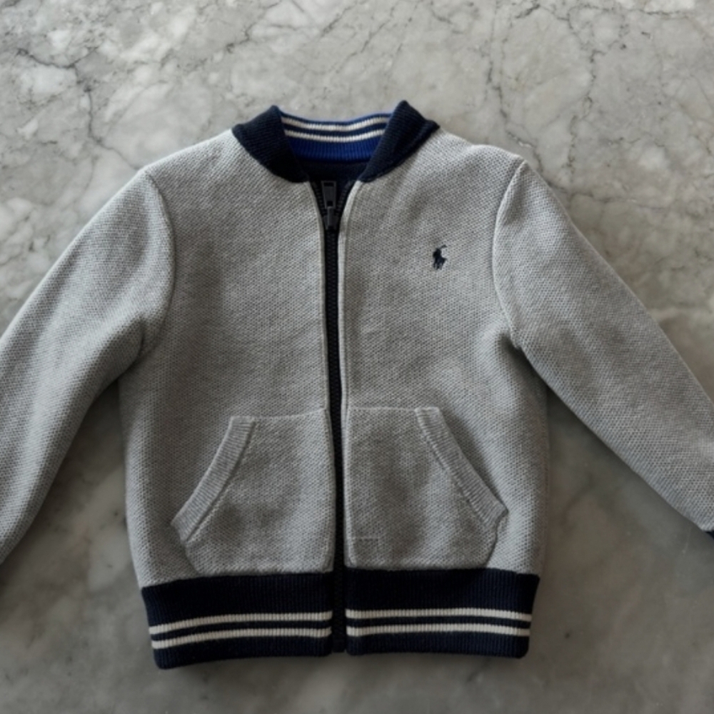 Ralph Lauren Reversible Gray and Navy Kids Sweater Size 3T